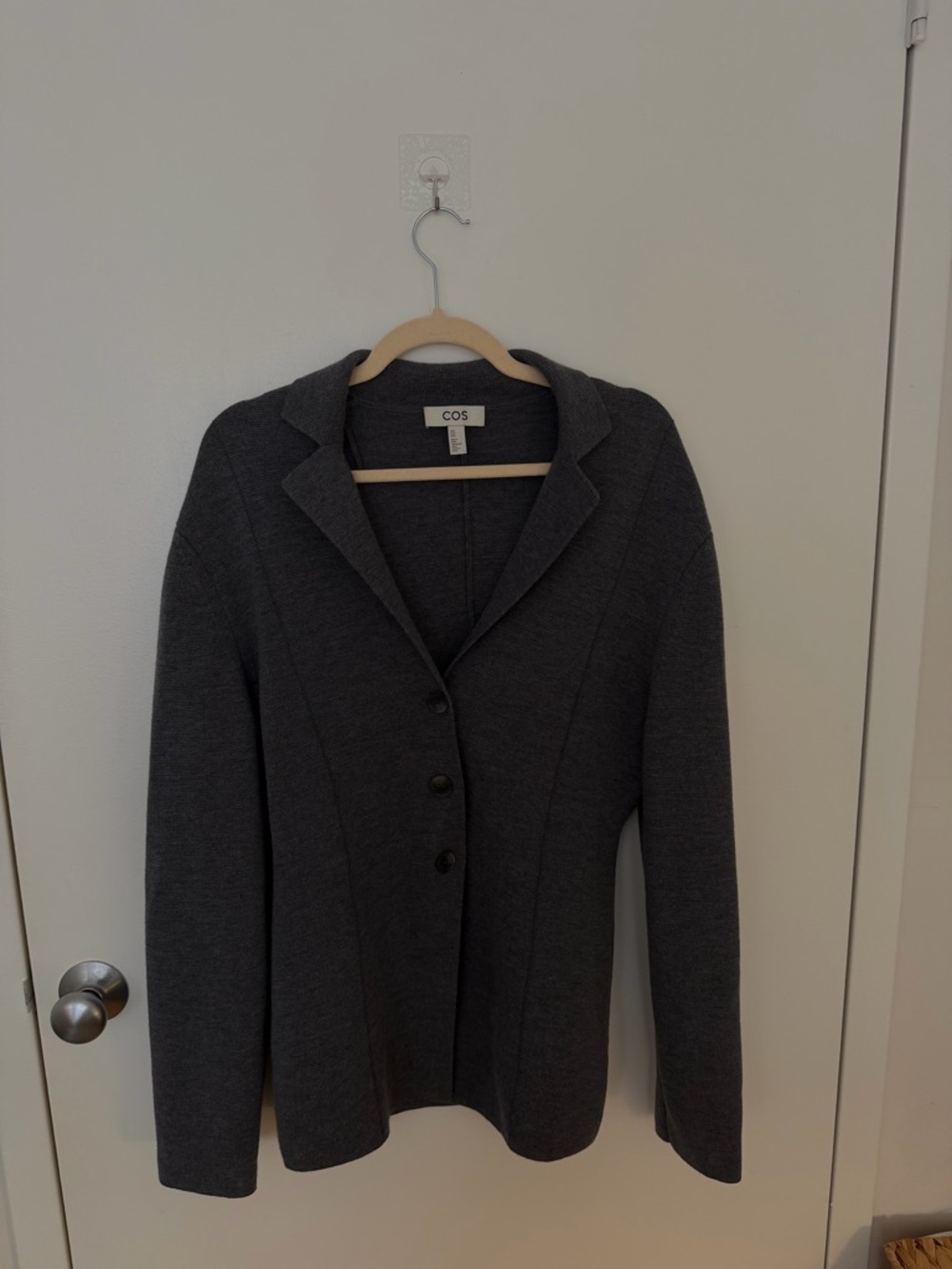 COS Gray Button Front Long Sleeve Top - Picture 2 of 4
